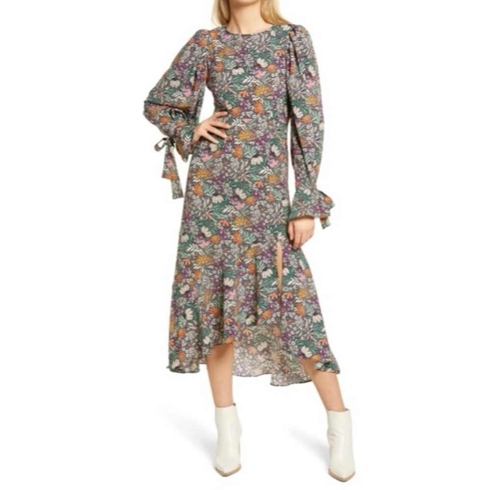 Topshop Floral Print Long Sleeve Maxi Dress